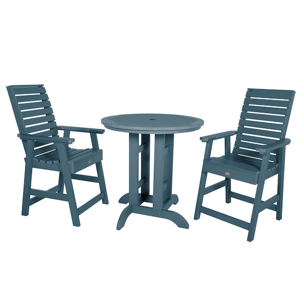 Highwood Usa Weatherly 3pc Round Counter Height Outdoor Patio Furniture Dining Set AD-CNW36-NBE - main